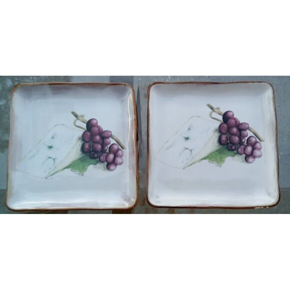 Set Of 2 Crate & Barrel Square Appetizer Plate 7" x 7" Made in Italy - Picture 1 of 2
